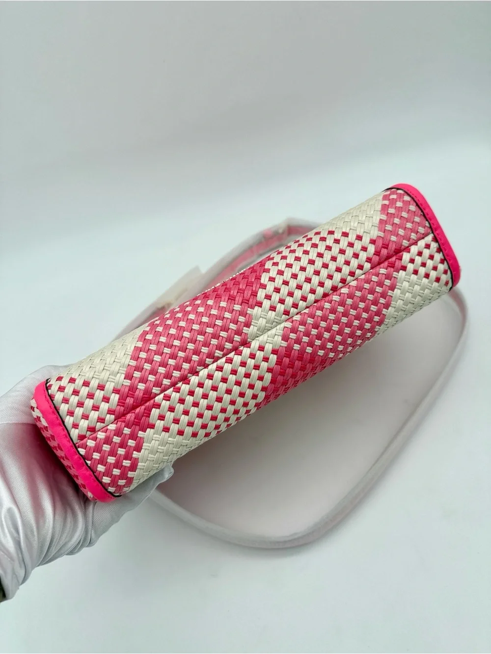 Kate Spade New York Alexia Gingham Crossbody Clutch Bag Wild Rose Pink